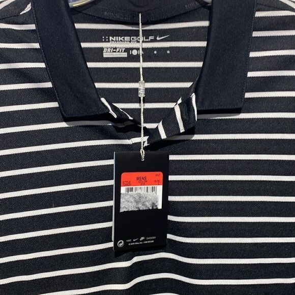 Nike Dri-Fit Men's Striped Victory Black White Golf Polo Shirt Large NWT - Picture 7 of 9